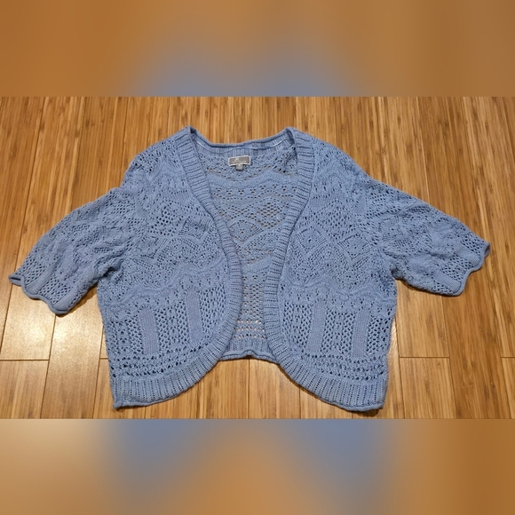 NWOT JM Collection Blue Textured Sweater - Picture 1 of 8